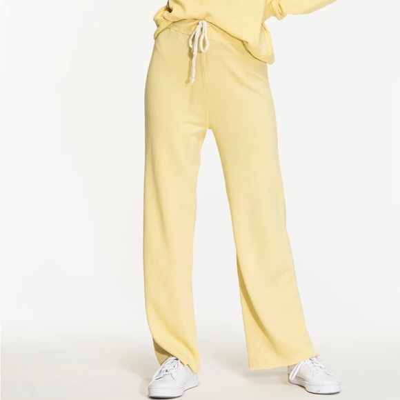 NIGHTCAP Free People yellow wide leg jogger pants athleisure loungewear XS M - Picture 3 of 6